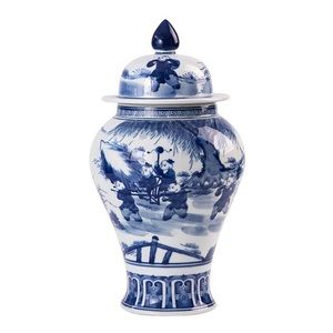 Blue and White Porcelain jar,14.6inchs Height,Hand Drawn Craft & Handmade
